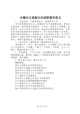 乡镇办公室副主任述职报告范文