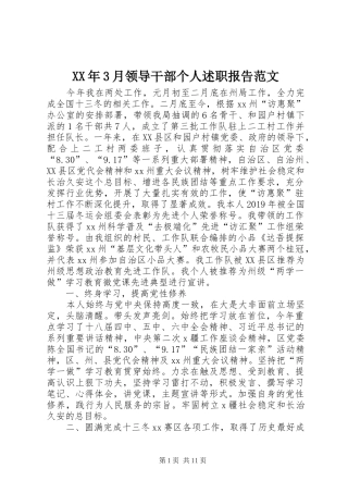 XX年3月领导干部个人述职报告范文
