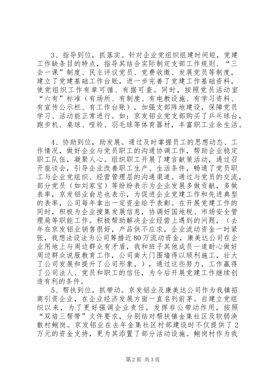 公司党建指导员非公党建述职报告_第2页