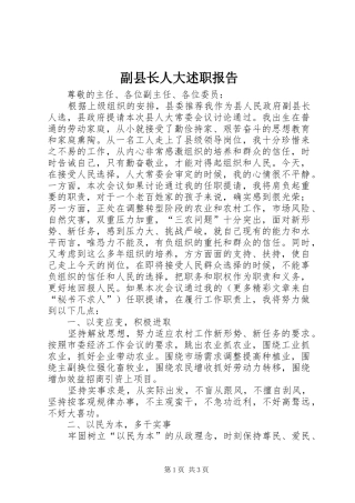 副县长人大述职报告