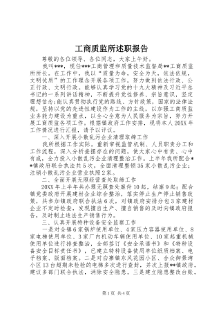 工商质监所述职报告