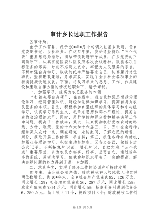 审计乡长述职工作报告