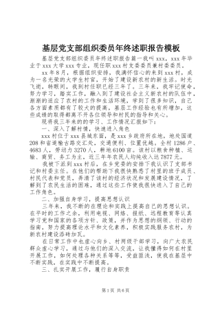 基层党支部组织委员年终述职报告模板