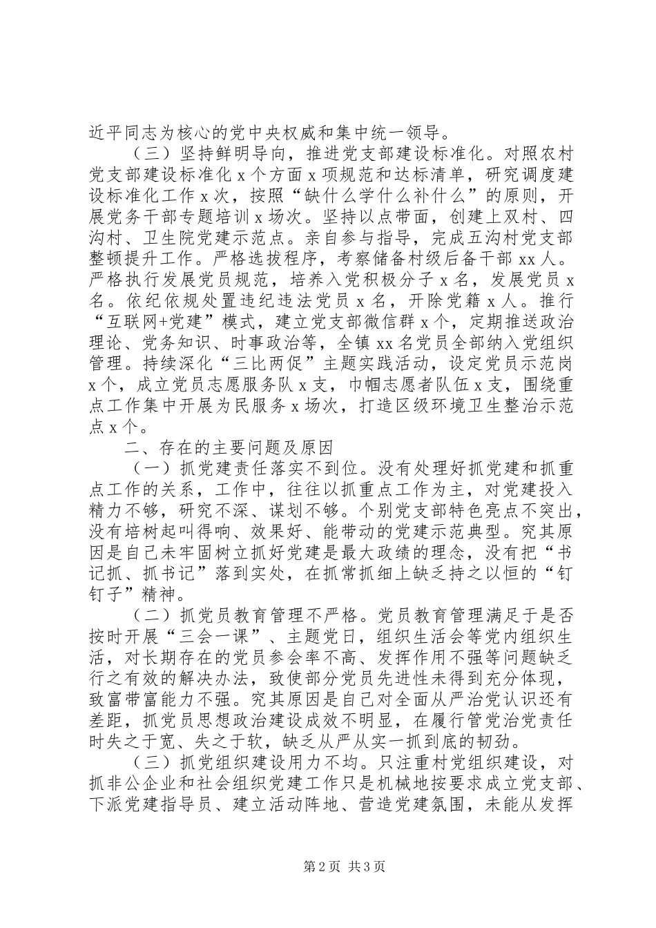XX年乡镇书记抓基层党建工作述职报告范文_第2页