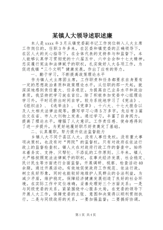 某镇人大领导述职述廉