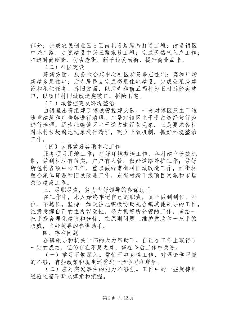 挂职副镇长述职报告5篇_第2页