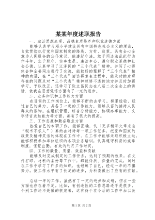 某某年度述职报告