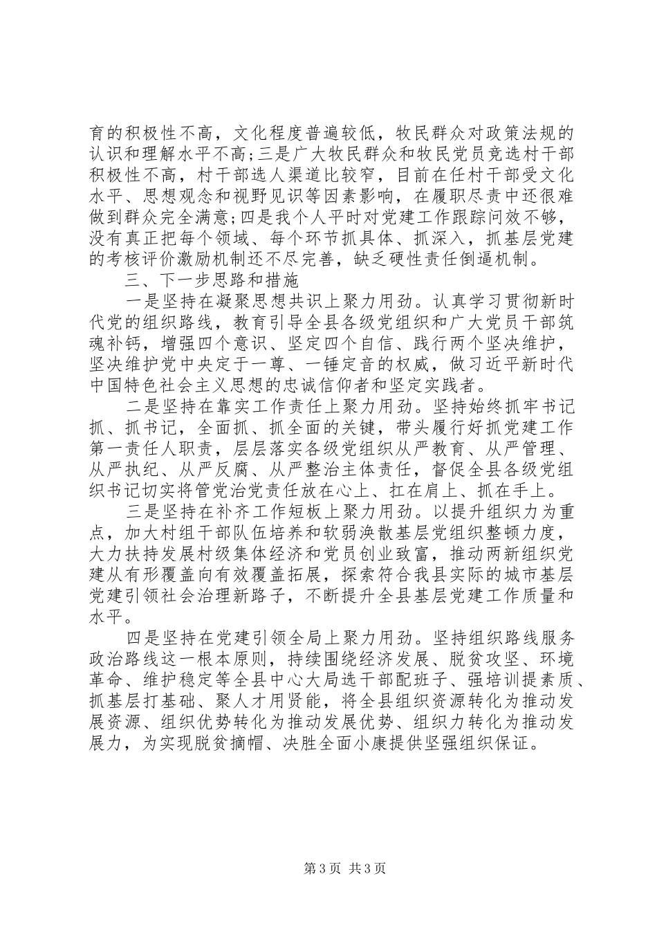 XX县区委书记基层党建工作述职报告_第3页