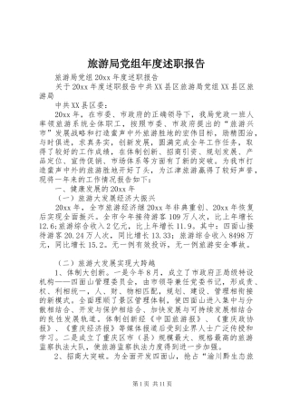 旅游局党组年度述职报告