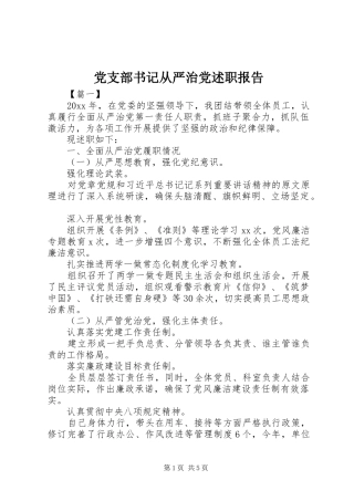 党支部书记从严治党述职报告