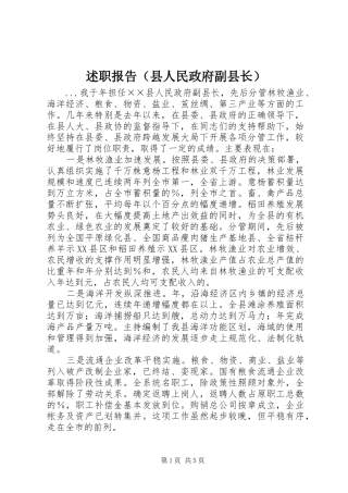 述职报告（县人民政府副县长）