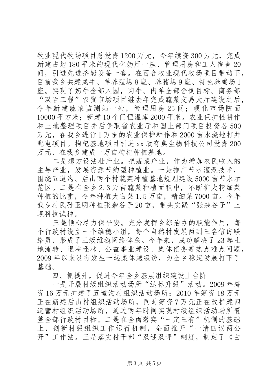 乡镇党委书记抓基层组织建设专项述职报告_第3页