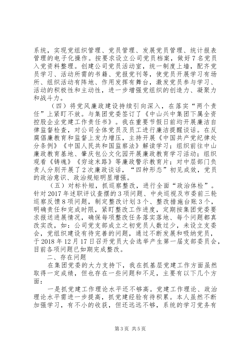 国资公司党支部书记述职述廉报告_第3页