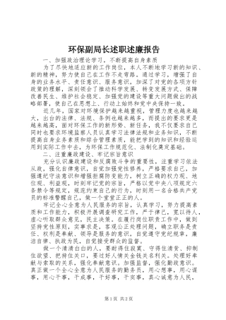 环保副局长述职述廉报告