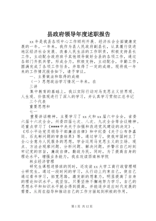 县政府领导年度述职报告