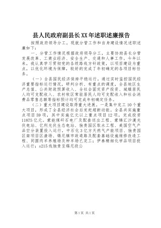 县人民政府副县长XX年述职述廉报告