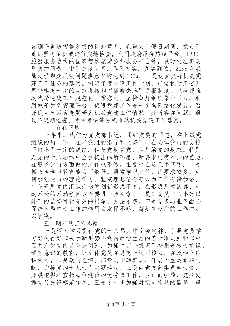 【旅游局党支部书记述职报告】党支部书记述职报告_第3页