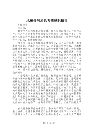 地税分局局长考核述职报告