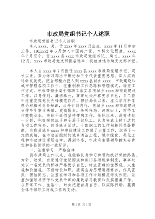 市政局党组书记个人述职
