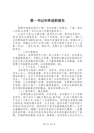 第一书记年终述职报告