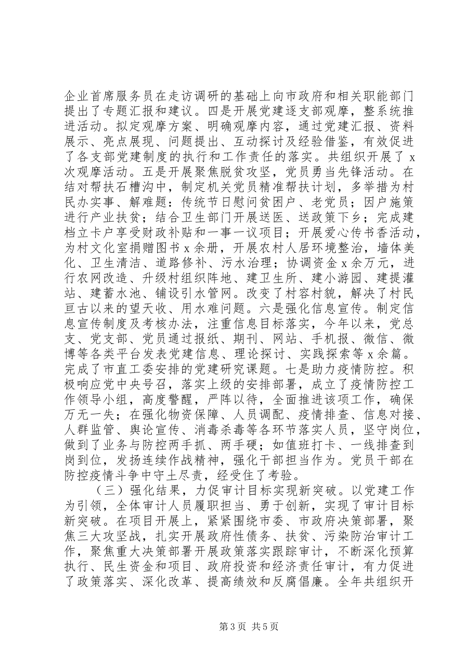 XX年审计局党总支书记党建工作述职报告_第3页