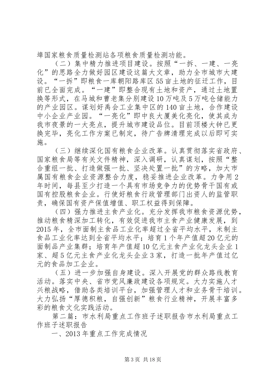 市粮食局重点工作班子述职报告_第3页