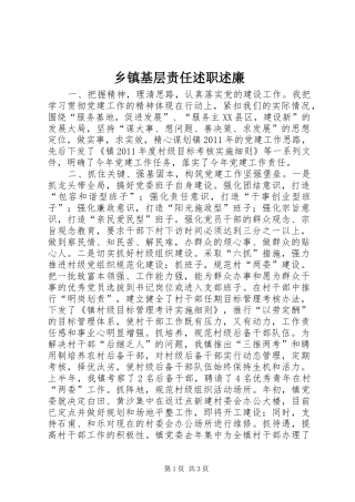 乡镇基层责任述职述廉