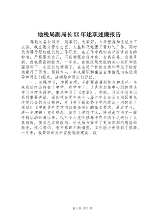 地税局副局长XX年述职述廉报告