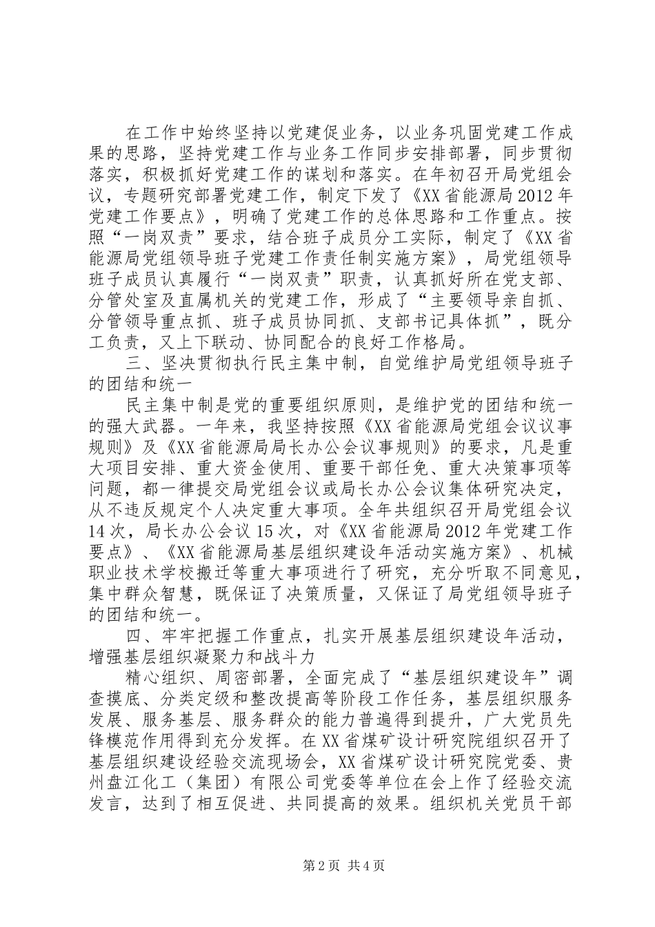 省能源局党组书记个人述职报告_第2页