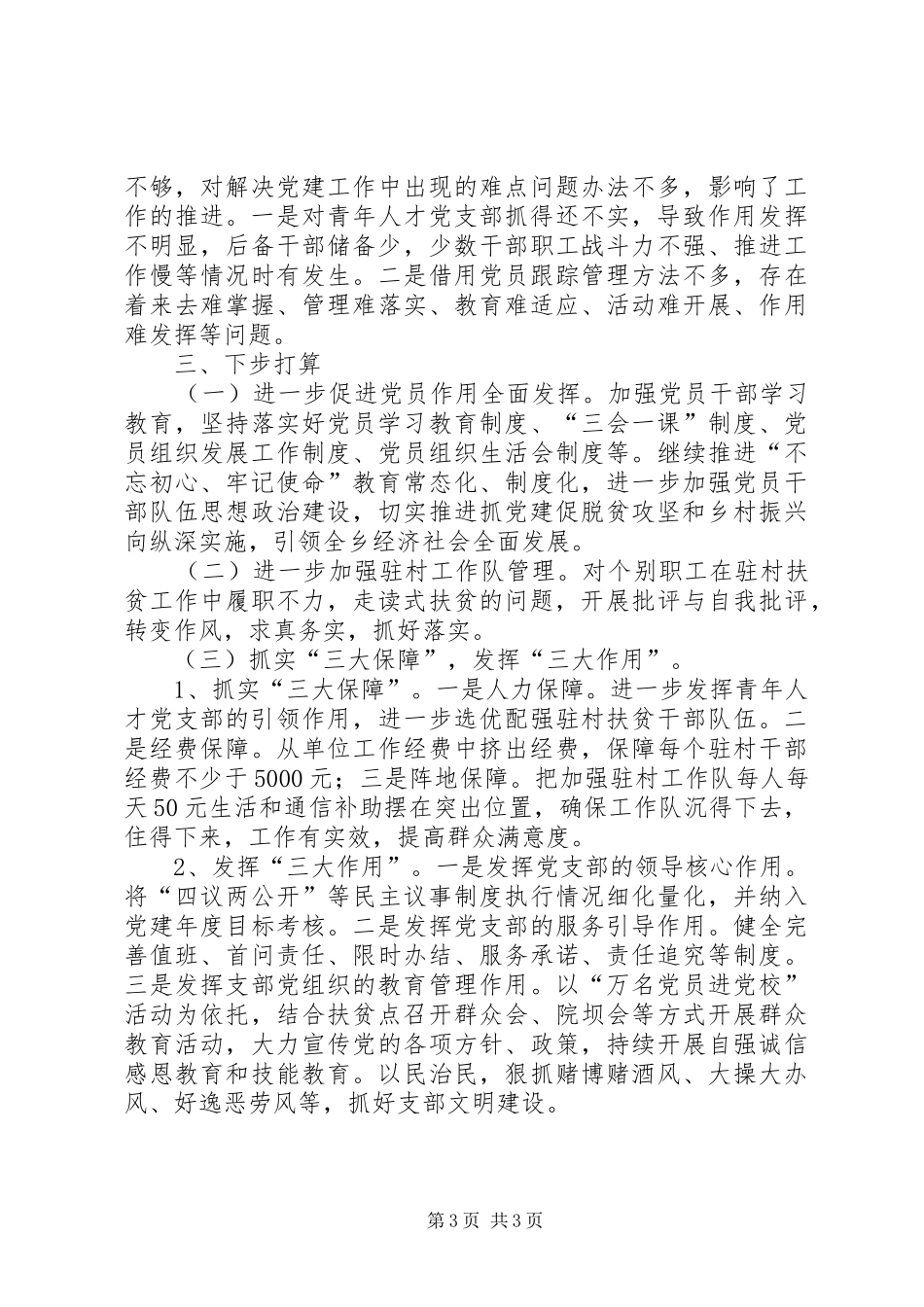 党支部负责人抓支部党建工作述职报告_第3页