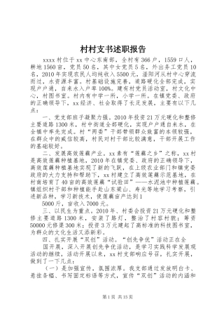 村村支书述职报告