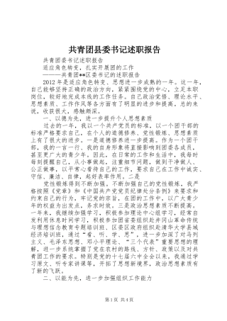 共青团县委书记述职报告