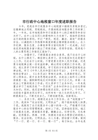 市行政中心地税窗口年度述职报告
