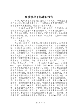 乡镇领导干部述职报告