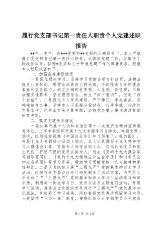 履行党支部书记第一责任人职责个人党建述职报告