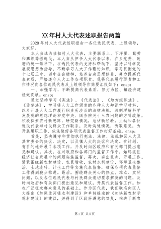 XX年村人大代表述职报告两篇