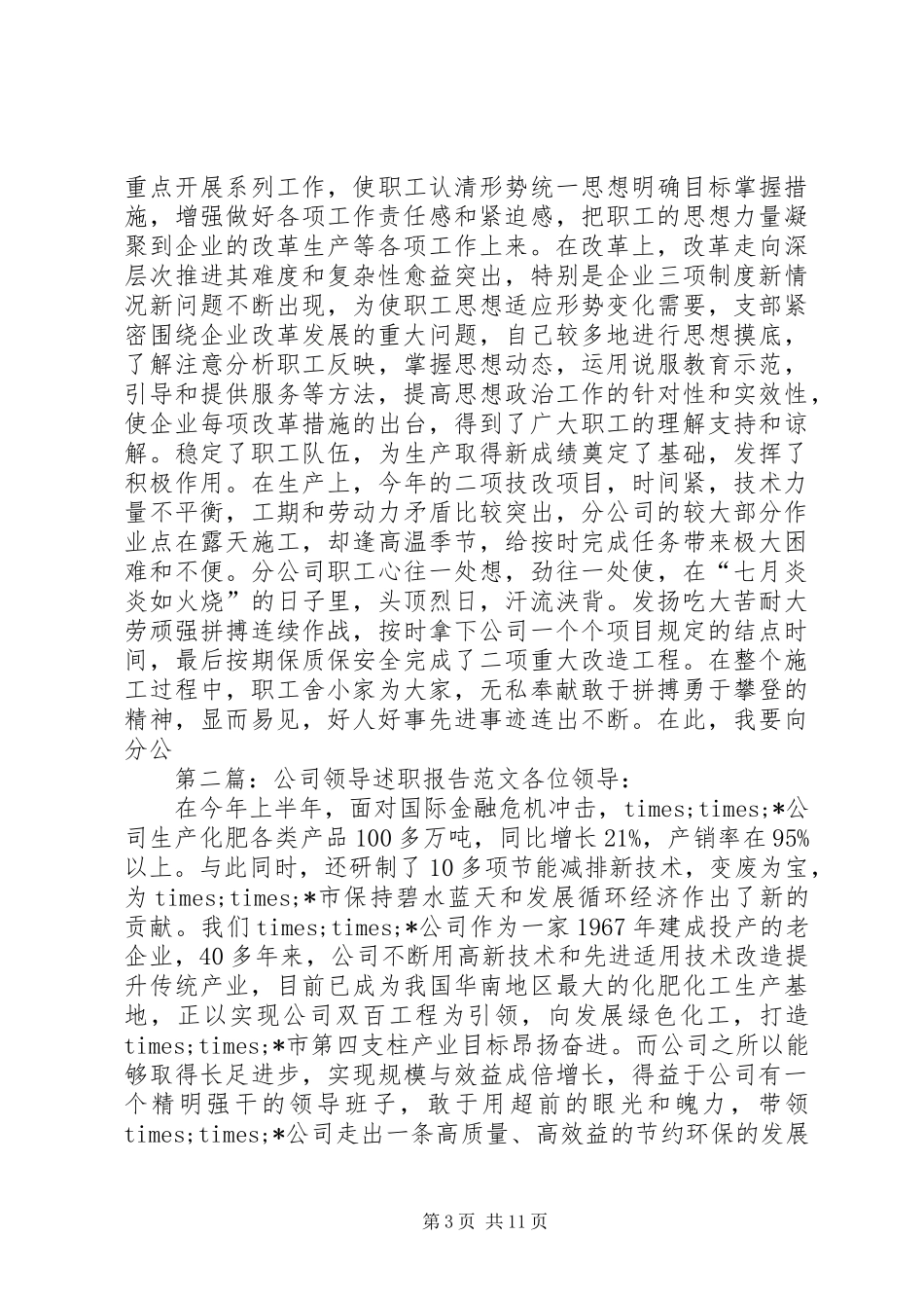 公司领导述职报告述职报告(精选多篇)_第3页