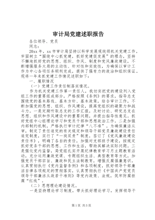 审计局党建述职报告