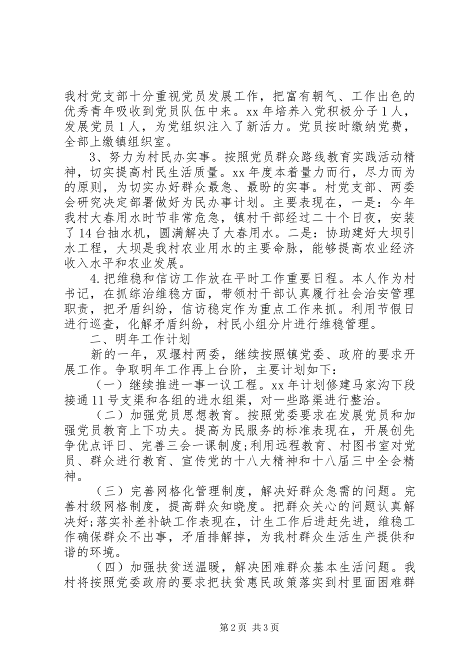 XX年度村支部书记述职述廉报告_第2页