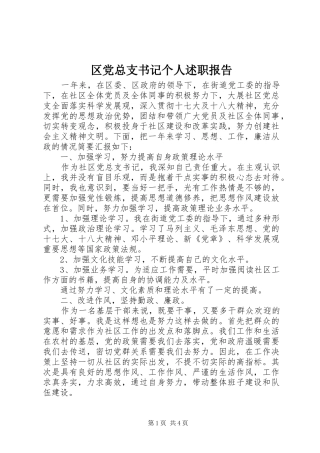 区党总支书记个人述职报告