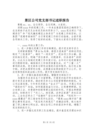 景区公司党支部书记述职报告