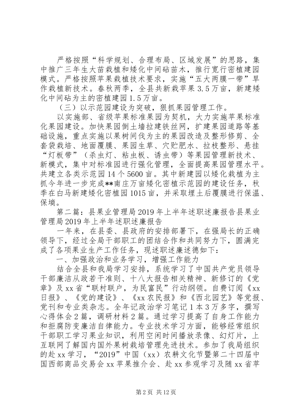 果业局XX年述职述廉报告_第2页