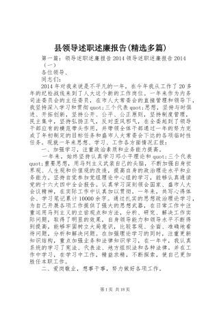 县领导述职述廉报告(精选多篇)