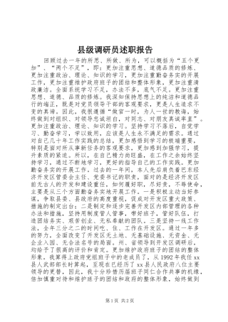 县级调研员述职报告