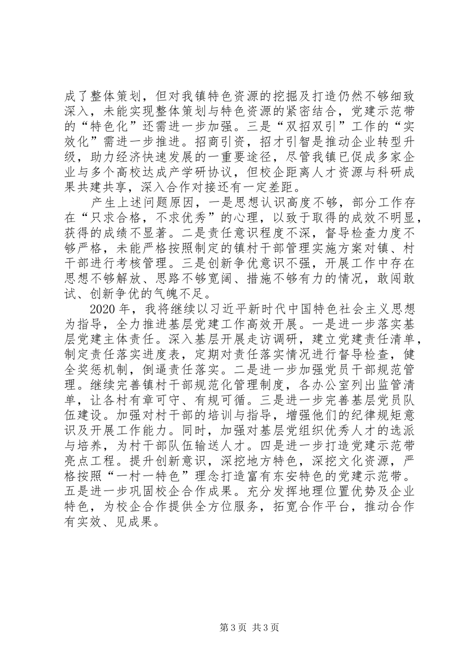 XX年镇党委书记抓基层党建工作述职报告_第3页
