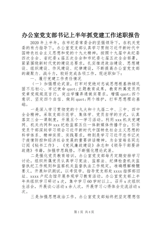 办公室党支部书记上半年抓党建工作述职报告
