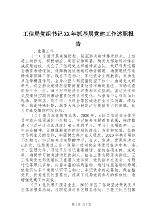 工信局党组书记XX年抓基层党建工作述职报告