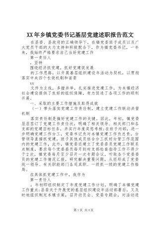 XX年乡镇党委书记基层党建述职报告范文