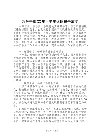 领导干部XX年上半年述职报告范文