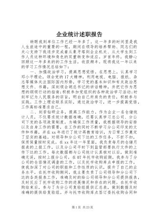 企业统计述职报告